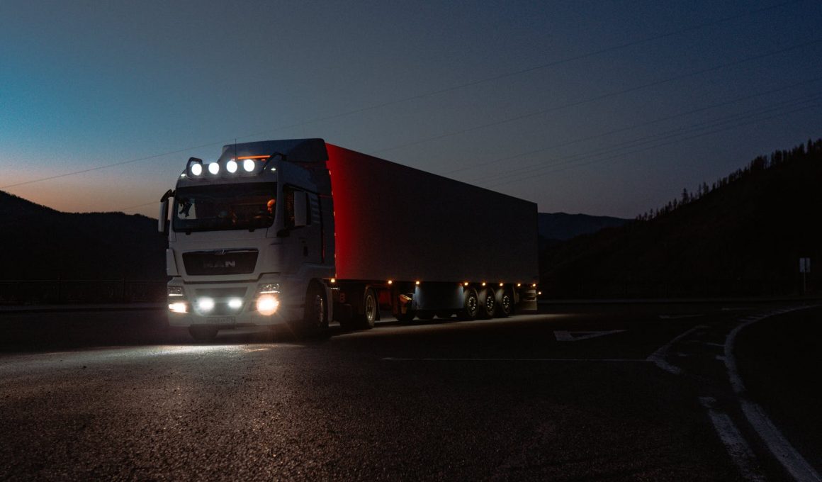photograph of a truck with lights