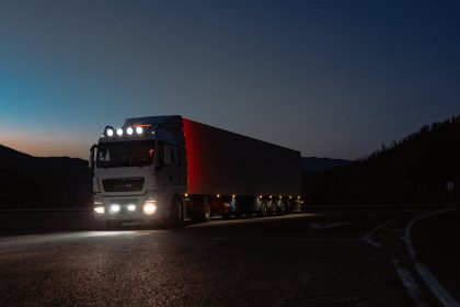 photograph of a truck with lights