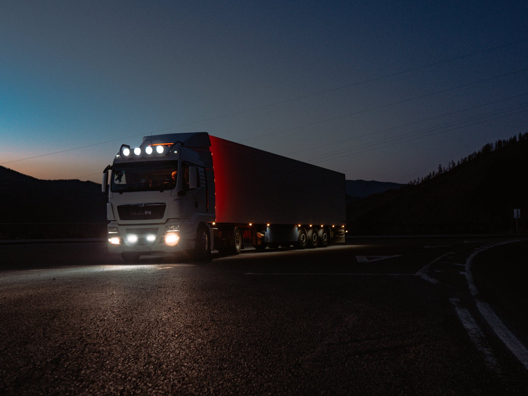 photograph of a truck with lights